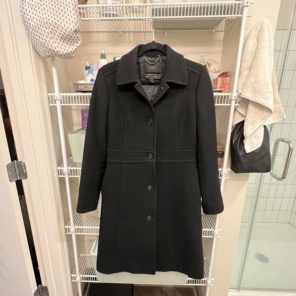 J.Crew classic lady day coat Italian double-cloth wool Thinsulate. Black. Size 6